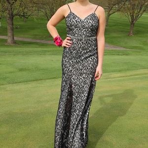 Black lace floor length dress